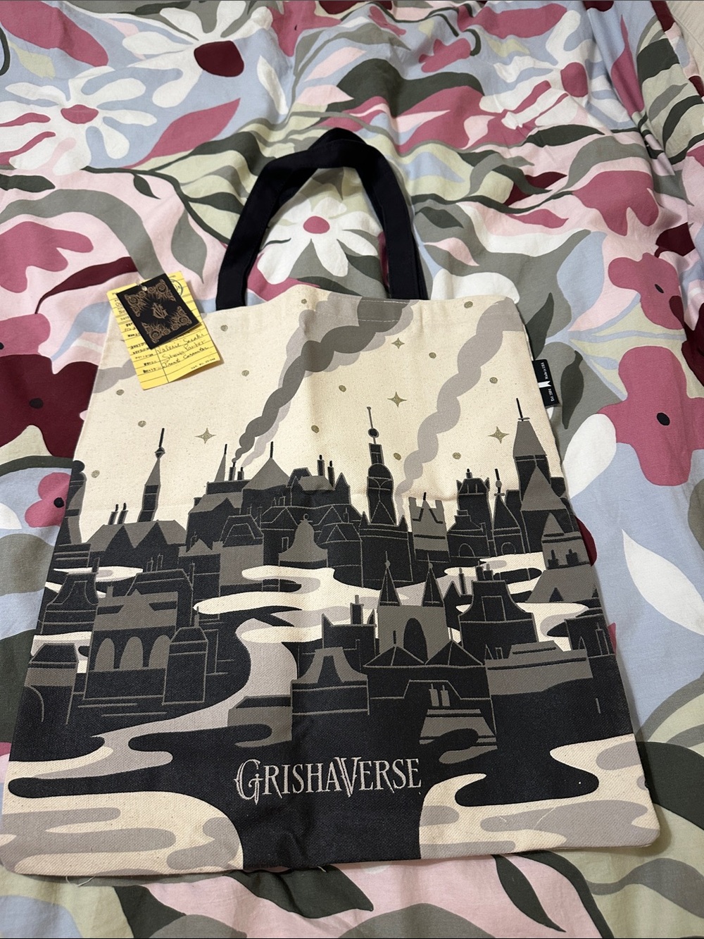 Canvas Tote Bag in Black and Cream